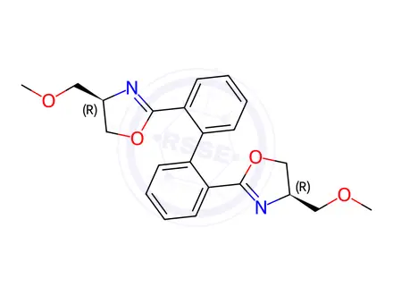 Chemical structure of Oxazole, 2,2′-[1,1′-biphenyl]-2,2′-diylbis[4,5-dihydro-4-(methoxymethyl)-, (4R,4′R)-