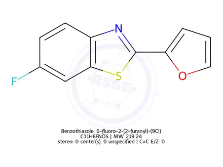 Chemical structure of Benzothiazole, 6-fluoro-2-(2-furanyl)-(9CI)
