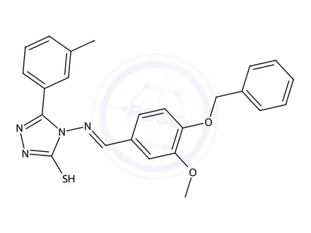 Chemical structure of 4-((4-(Benzyloxy)-3-methoxybenzylidene)amino)-3-(m-tolyl)-1H-1,2,4-triazole-5(4H)-thione