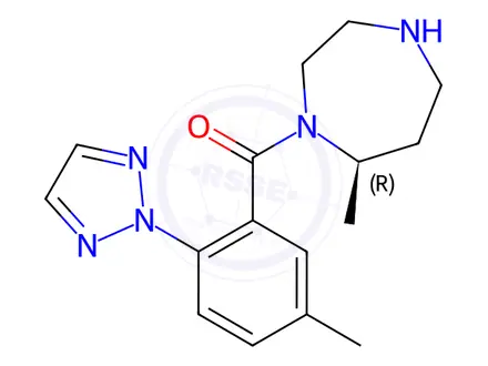 Chemical structure of (R)-(7-methyl-1,4-diazepan-1-yl)(5-methyl-2-(2H-1,2,3-triazol-2-yl)phenyl)methanone