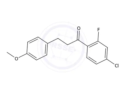 Chemical structure of 1-(4-Chloro-2-fluorophenyl)-3-(4-methoxyphenyl)propan-1-one