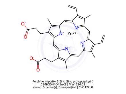 Chemical structure of Porphine Impurity 3 Zinc (Zinc protoporphyrin)