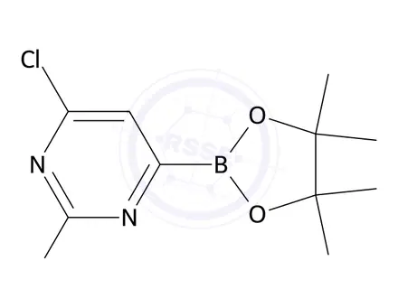 Chemical structure of 4-Chloro-6-(4,4,5,5-tetramethyl-1,3,2-dioxaborolan-2-yl)pyrimidin-2-amine