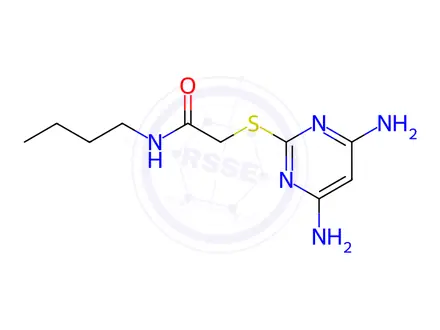 Chemical structure of n-Butyl-2-((4,6-diaminopyrimidin-2-yl)thio)acetamide