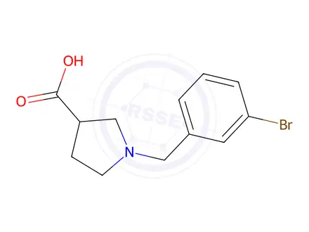 Chemical structure of 1-[(3-bromophenyl)methyl]pyrrolidine-3-carboxylic acid