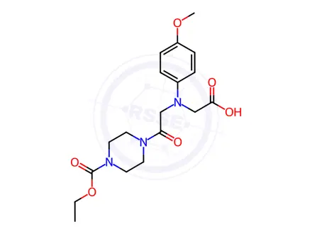 Chemical structure of [{2-[4-(Ethoxycarbonyl)piperazin-1-yl]-2-oxoethyl}(4-methoxyphenyl)amino]acetic acid
