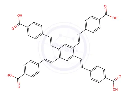 Chemical structure of Benzoic acid, 4,4',4'',4'''-(1,2,4,5-benzenetetrayltetra-2,1-ethenediyl)tetrakis-
