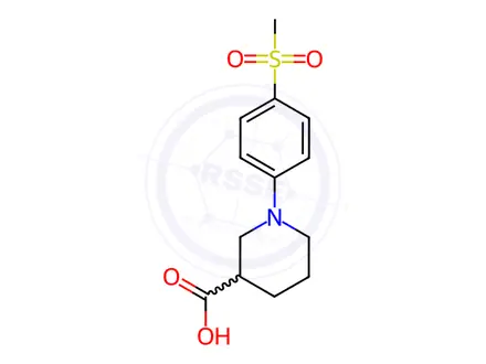 Chemical structure of 1-[4-(Methylsulfonyl)phenyl]piperidine-3-carboxylic acid