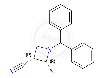 Chemical structure of cis-1-(Diphenylmethyl)-2-methylazetidine-3-carbonitrile