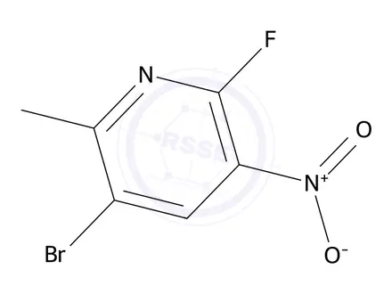 Chemical structure of 3-Bromo-6-fluoro-2-methyl-5-nitropyridine