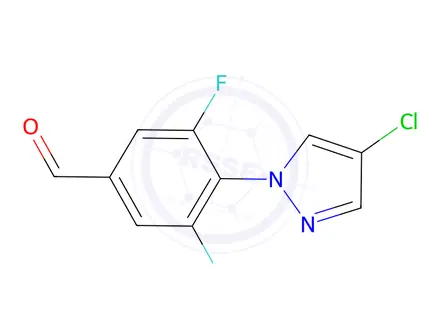 Chemical structure of 4-(4-Chloro-1h-pyrazol-1-yl)-3,5-difluorobenzaldehyde