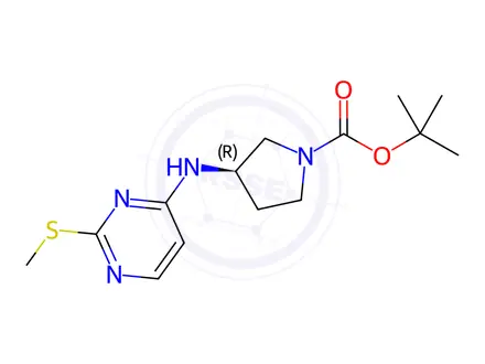 Chemical structure of (R)-tert-Butyl 3-((2-(methylthio)pyrimidin-4-yl)amino)pyrrolidine-1-carboxylate