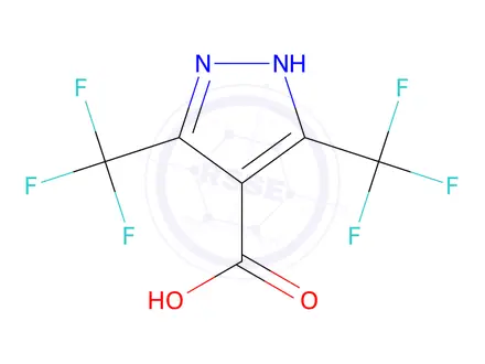 Chemical structure of 3,5-bis(trifluoromethyl)-1H-pyrazole-4-carboxylic acid