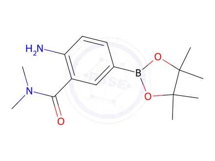 Chemical structure of 2-Amino-N,N-dimethyl-5-(4,4,5,5-tetramethyl-1,3,2-dioxaborolan-2-yl)benzamide