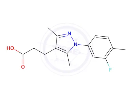 Chemical structure of 3-(1-(3-Fluoro-4-methylphenyl)-3,5-dimethyl-1H-pyrazol-4-yl)propanoic acid