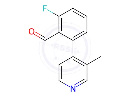 Chemical structure of 2-fluoro-6-(3-methylpyridin-4-yl)benzaldehyde