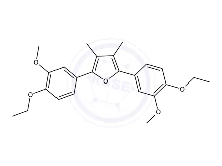 Chemical structure of 2,5-Bis(4-ethoxy-3-methoxyphenyl)-3,4-dimethylfuran
