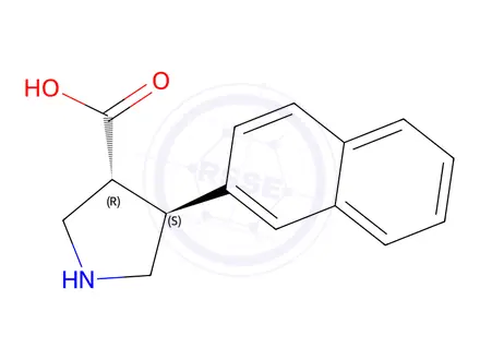 Chemical structure of (3R,4S)-4-(naphthalen-2-yl)pyrrolidine-3-carboxylic acid