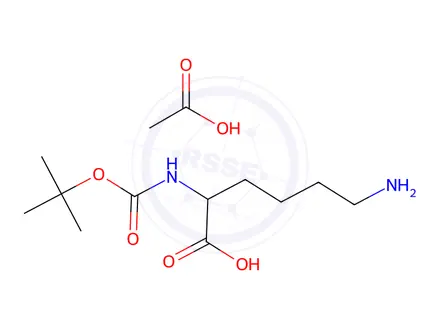 Chemical structure of (2S)-6-Amino-2-{[(tert-butoxy)carbonyl]amino}hexanoic acid; acetic acid