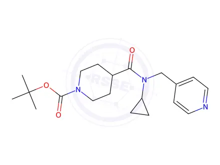 Chemical structure of tert-Butyl 4-(cyclopropyl(pyridin-4-ylmethyl)carbamoyl)piperidine-1-carboxylate