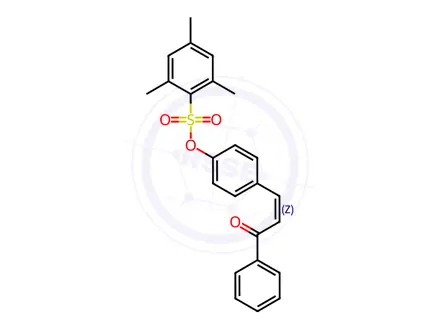 Chemical structure of 4-[(1Z)-3-Oxo-3-phenylprop-1-en-1-yl]phenyl 2,4,6-trimethylbenzene-1-sulfonate