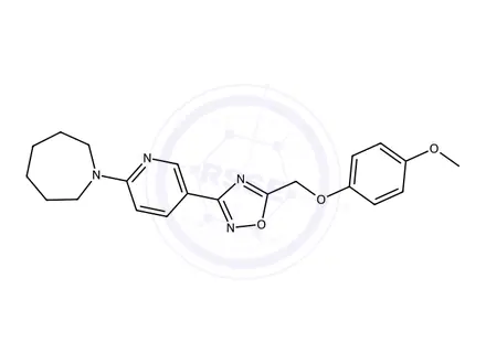 Chemical structure of 3-(6-(Azepan-1-yl)pyridin-3-yl)-5-((4-methoxyphenoxy)methyl)-1,2,4-oxadiazole