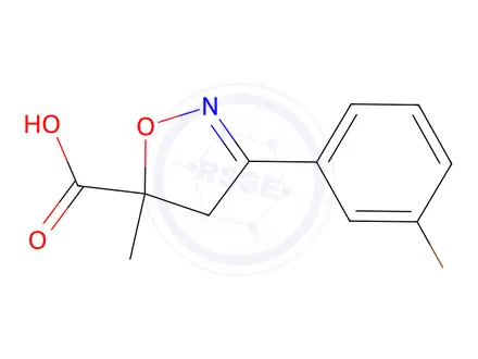 Chemical structure of 3-(3-Bromophenyl)-5-methyl-4,5-dihydro-1,2-oxazole-5-carboxylic acid