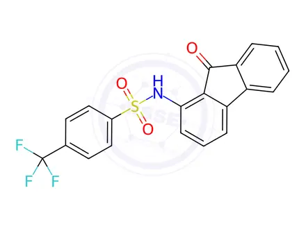 Chemical structure of N-(9-oxo-9H-fluoren-1-yl)-4-(trifluoromethyl)benzenesulfonamide