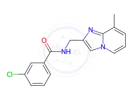 Chemical structure of Benzamide, 3-chloro-N-[(8-methylimidazo[1,2-a]pyridin-2-yl)methyl]-