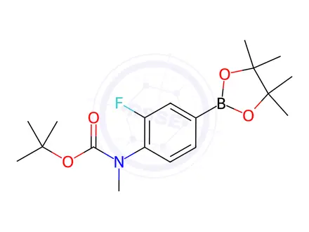 Chemical structure of tert-Butyl (2-fluoro-4-(4,4,5,5-tetramethyl-1,3,2-dioxaborolan-2-yl)phenyl)(methyl)carbamate