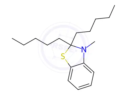 Chemical structure of Benzothiazole, 2,3-dihydro-3-methyl-2,2-dipentyl-(9CI)