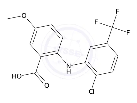 Chemical structure of 2-((2-Chloro-5-(trifluoromethyl)phenyl)amino)-5-methoxybenzoic acid