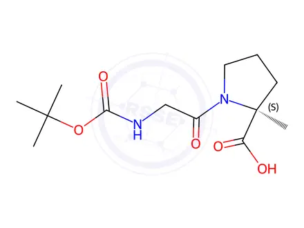 Chemical structure of (S)-1-((tert-Butoxycarbonyl)glycyl)-2-methylpyrrolidine-2-carboxylic Acid