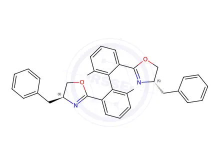 Chemical structure of Oxazole, 2,2'-[(1S)-6,6'-dimethyl[1,1'-biphenyl]-2,2'-diyl]bis[4,5-dihydro-4-(phenylmethyl)-, (4S,4'S)-(9CI)