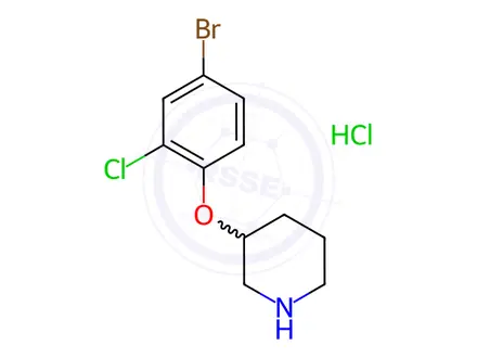 Chemical structure of 3-(4-Bromo-2-chlorophenoxy)piperidine hydrochloride