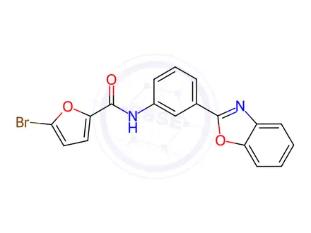 Chemical structure of N-(3-(Benzo[d]oxazol-2-yl)phenyl)-5-bromofuran-2-carboxamide