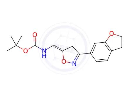 Chemical structure of Carbamic acid, N-[[3-(2,3-dihydro-6-benzofuranyl)-4,5-dihydro-5-isoxazolyl]methyl]-, 1,1-dimethylethyl ester
