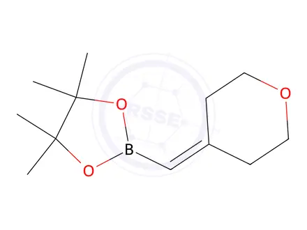 Chemical structure of 4,4,5,5-Tetramethyl-2-((tetrahydro-4H-pyran-4-ylidene)methyl)-1,3,2-dioxaborolane