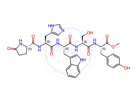 Chemical structure of Pyr-His-Trp-Ser-Tyr-OMe