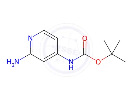 Chemical structure of Carbamic acid, (2-amino-4-pyridinyl)-, 1,1-dimethylethyl ester (9CI)