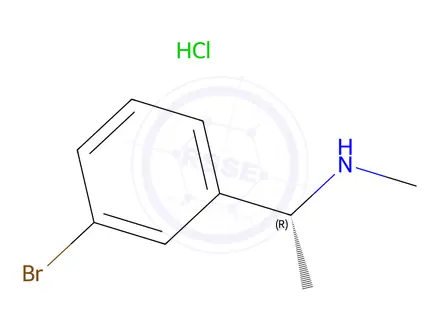 Chemical structure of (R)-1-(3-bromophenyl)-N-methylethan-1-amine hydrochloride