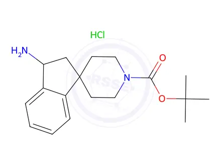 Chemical structure of tert-Butyl 3-amino-2,3-dihydrospiro[indene-1,4'-piperidine]-1'-carboxylate hydrochloride