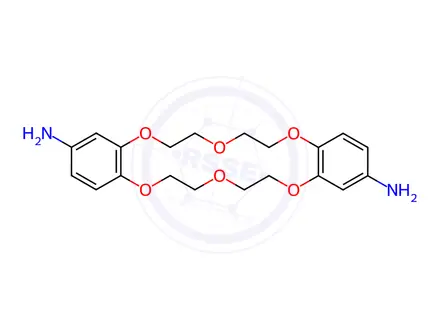 Chemical structure of 6,7,9,10,17,18,20,21-Octahydrodibenzo[b,k][1,4,7,10,13,16]hexaoxacyclooctadecine-2,13-diamine