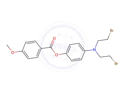Chemical structure of 4-[Bis(2-bromoethyl)amino]phenyl=4-methoxybenzoate