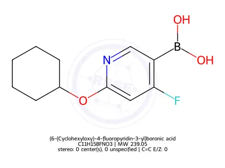Chemical structure of (6-(Cyclohexyloxy)-4-fluoropyridin-3-yl)boronic acid