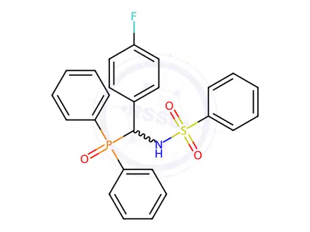 Chemical structure of N-[(Diphenylphosphinyl)(4-fluorophenyl)methyl]benzenesulfonamide