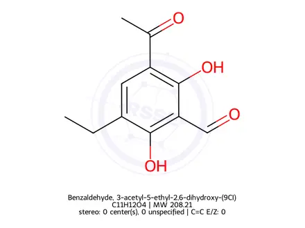 Chemical structure of Benzaldehyde, 3-acetyl-5-ethyl-2,6-dihydroxy-(9CI)