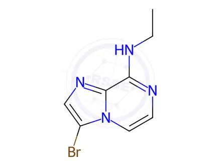 Chemical structure of Imidazo[1,2-a]pyrazin-8-amine, 3-bromo-N-ethyl-