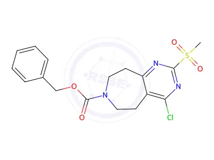 Chemical structure of Benzyl 4-Chloro-2-(Methylsulfonyl)-8,9-Dihydro-5H-Pyrimido[4,5-D]Azepine-7(6H)-Carboxylate