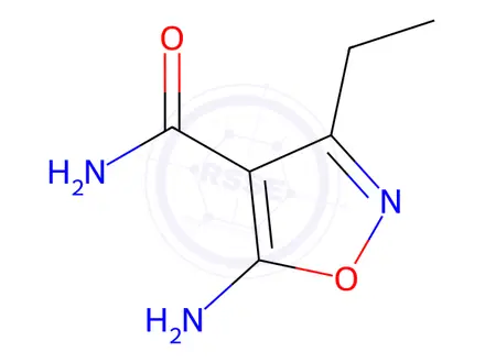 Chemical structure of 4-Isoxazolecarboxamide,5-amino-3-ethyl-(9CI)
